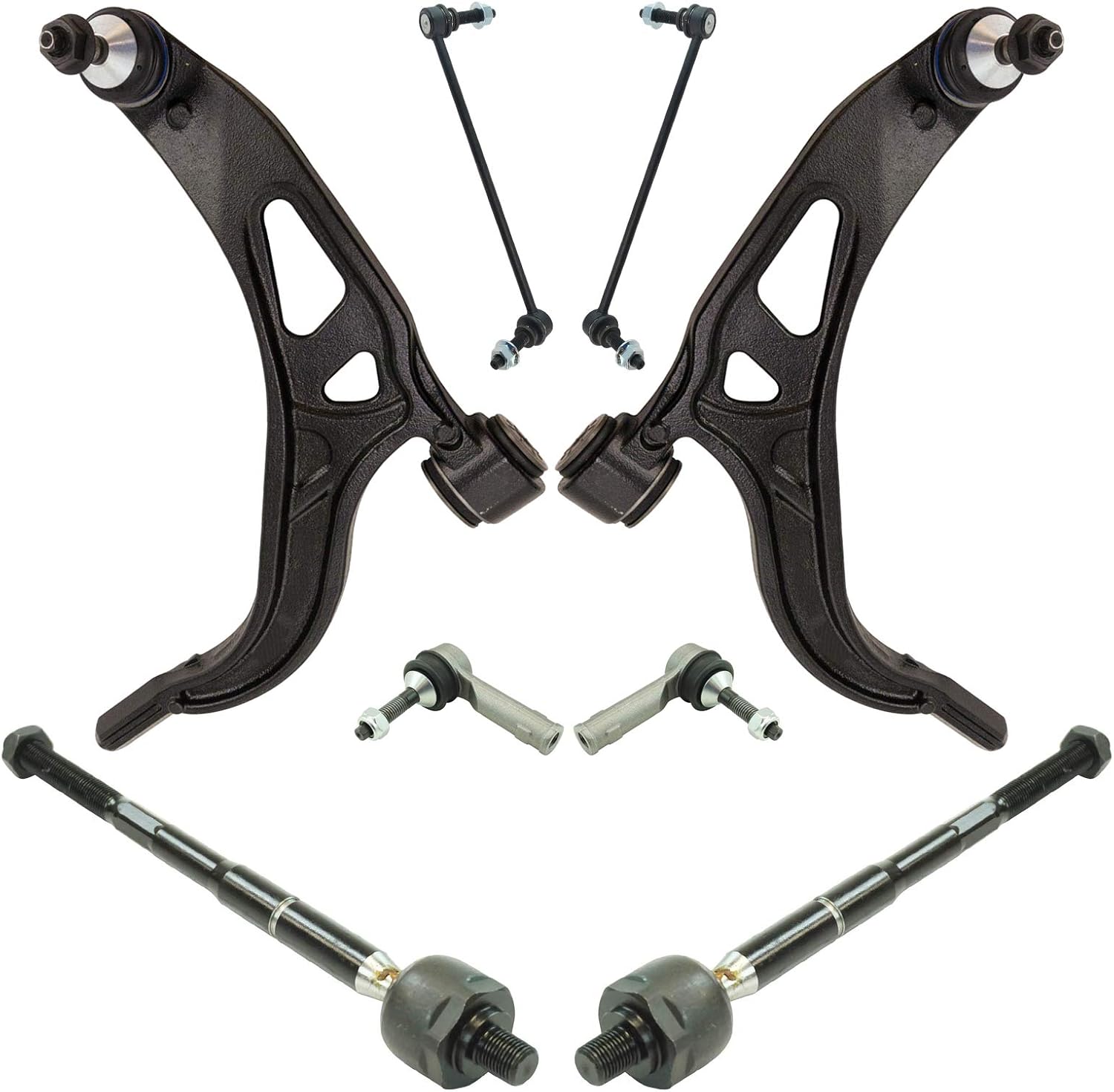 TRQ Front Steering & Suspension Kit Control Arm with Ball Joint Sway Bar Stabilizer Link Tie Rod Compatible with 2011-2017 Ford Explorer 2013-2016 Police Interceptor Utility