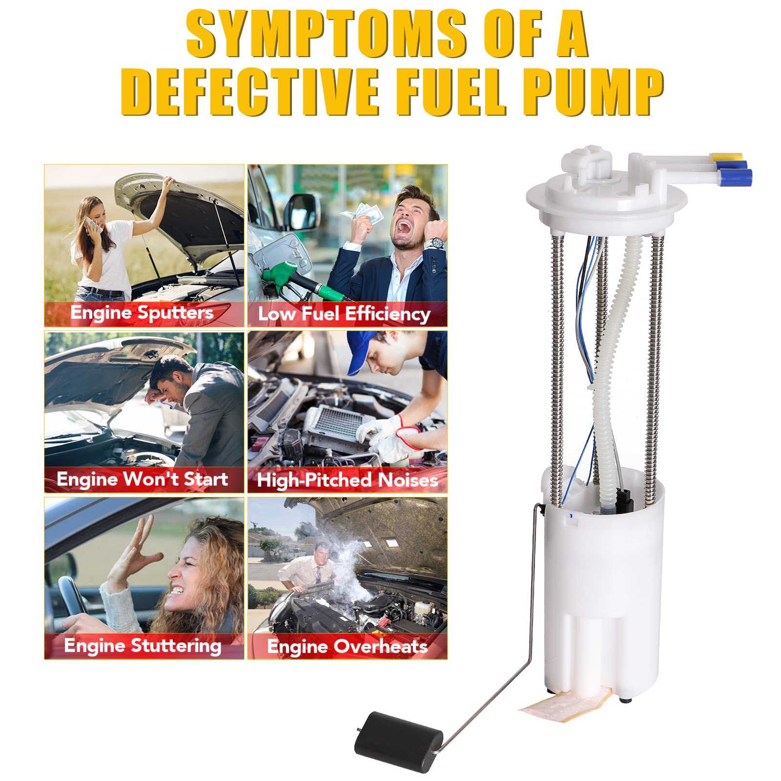 OGATOO Electric Fuel Pump E3501M Assembly Fit for 1999-2003 Chevy Silverado GMC Sierra 1500 2500 3500 HD 4.3L 4.8L 5.3L 6.0L 8.1L V6 V8 1999 2000 2001 2002 2003