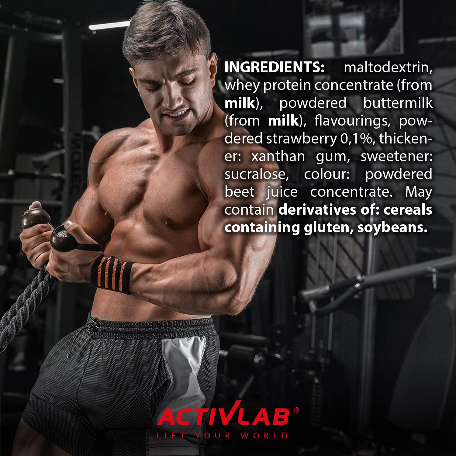 Activlab De Luxe Gainer 3000g – Mass Gainer – Odżywka Białkowo Węglowodanowa – Wsparcie Budowy Masy – Koncentrat Białka Serwatkowego WPC – Bez Cukru (Truskawka)