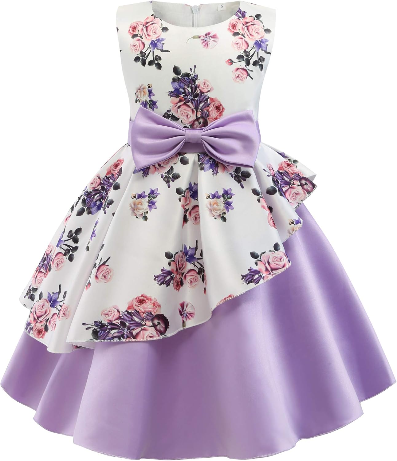 CMMCHAAH Girls Pageant Party Dresses Kid Floral Print Formal Dress for 2-9Y 2-3T Purple