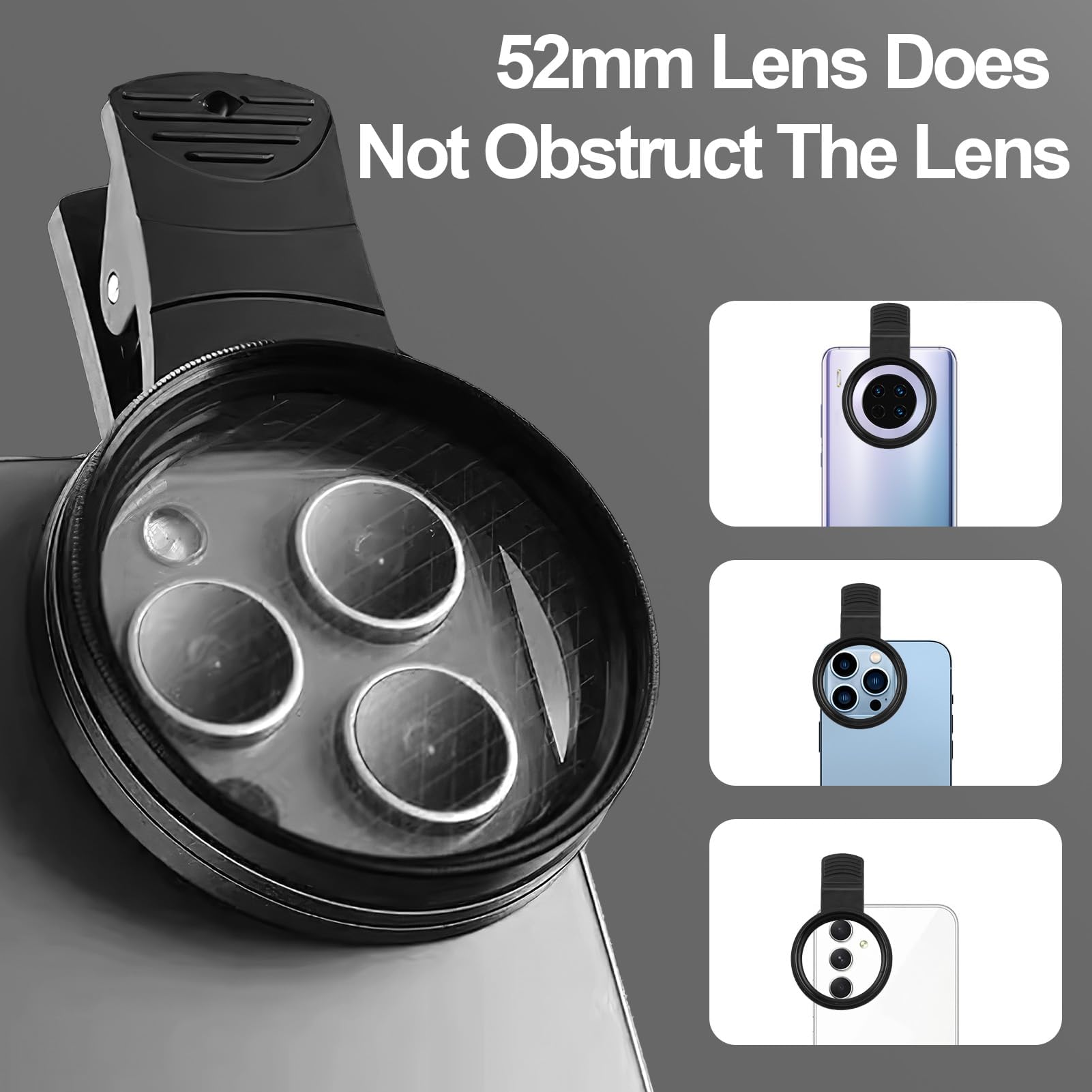 Clip-0n CPL Kit Filtro Polarizzatore 52mm Per Smartphone: Obiettivo Fotografico HD Anti-Riflesso, Compatibile IPhone 16-11 E Fotocamere