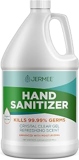 JERMEE Moisturizing Hand Sanitizer Gel 70% Alcohol 1 Gallon: Vitamin E & Aloe Vera, Kills 99.99% Germs, Non-Drip, Made in USA