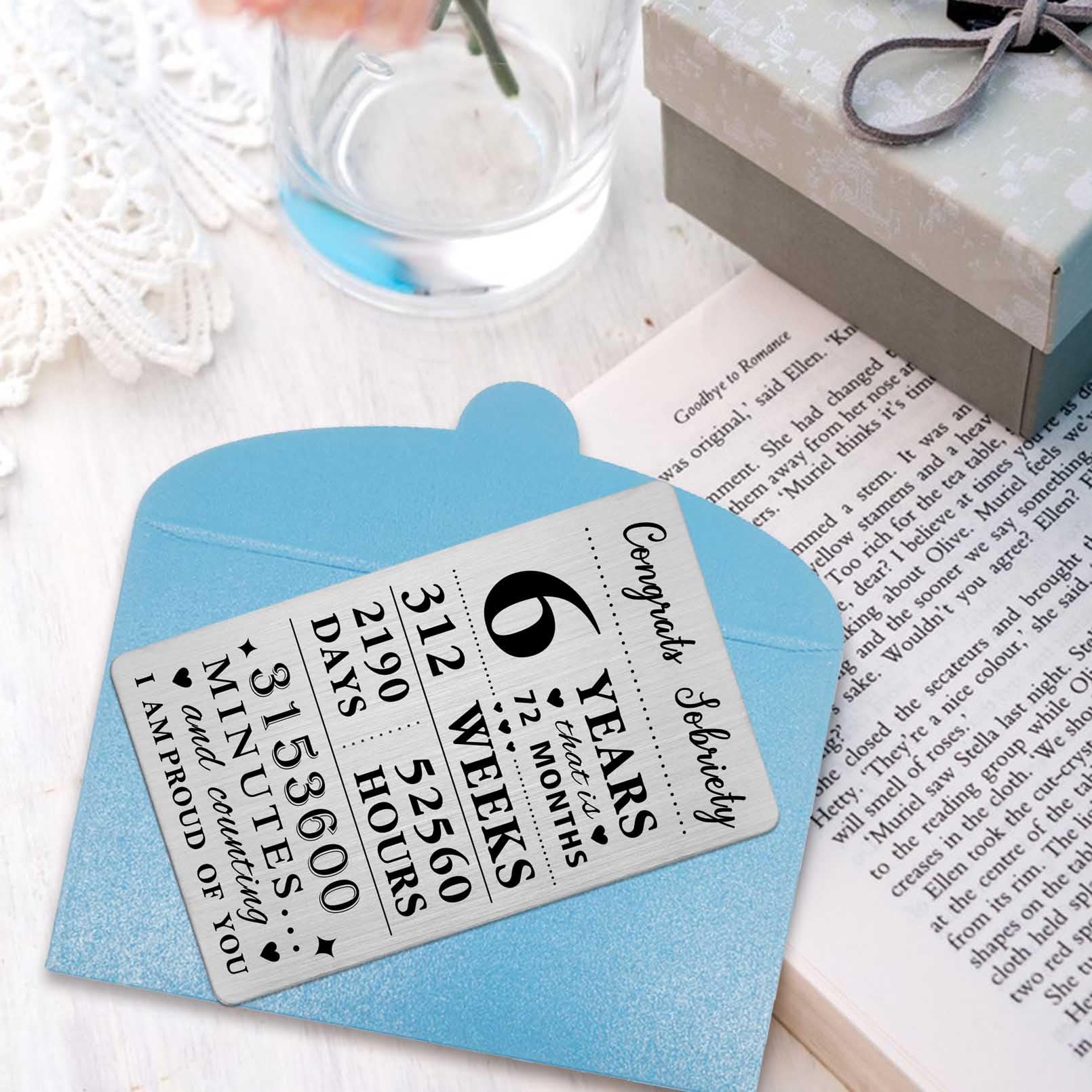 Emideary 2 Monate Sober Wallet Card – Edelstahl, Kreditkartengröße, Geschenk Für Nüchternheit