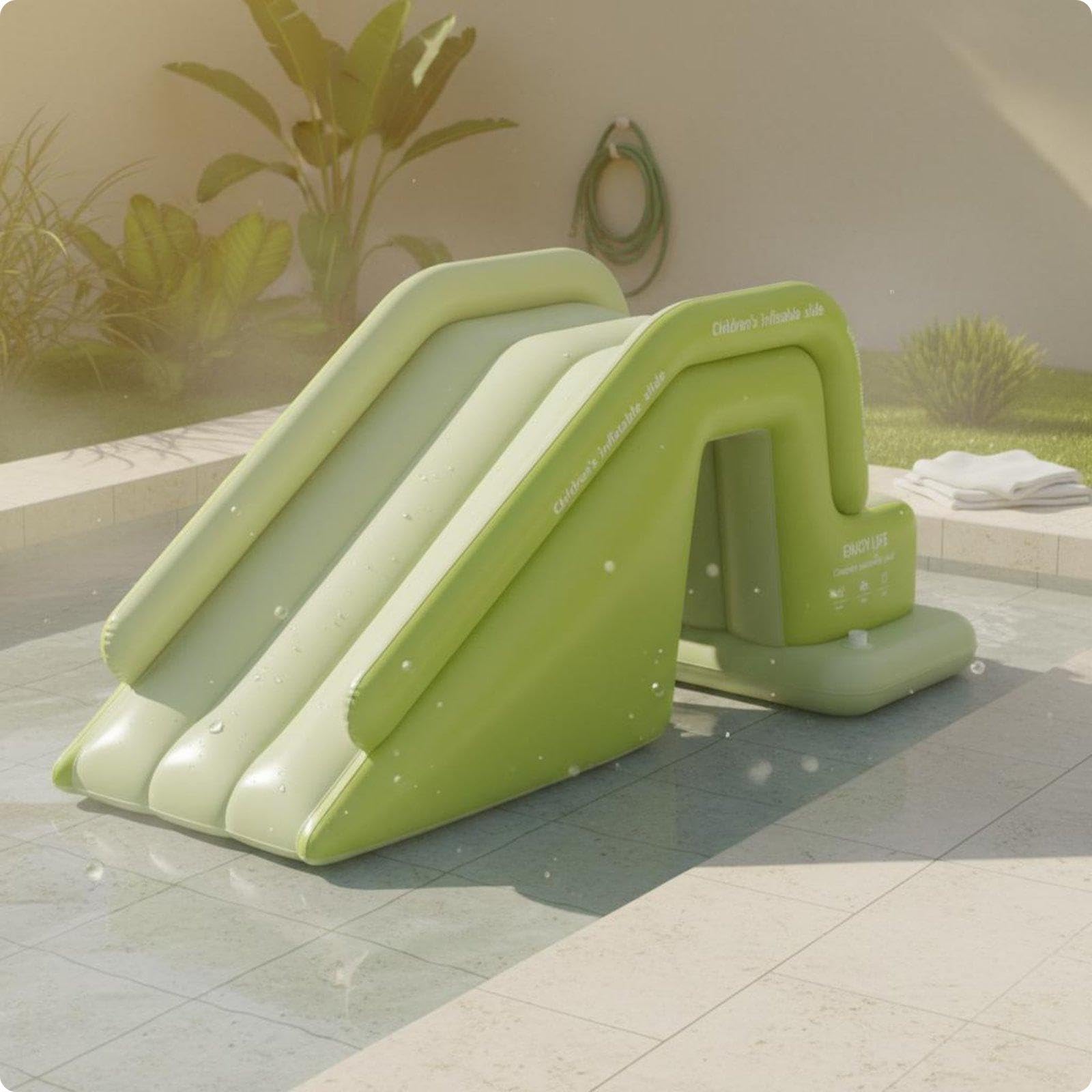 Inflatable Pool Slide Foldable Inflatable Water Park Large Size Aquatic Play Center for Garden, Patio Vitality Grn-image-2