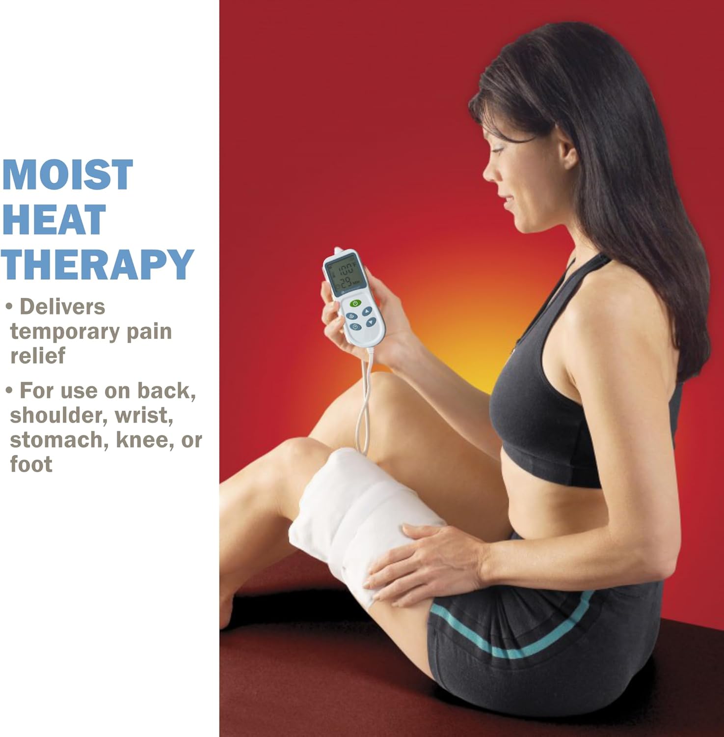 Chattanooga TheraTherm Digital Moist Heating Pad for Temporary Pain Relief, Standard Size 14" x 27", with a Lumintrail Drawstring Bag