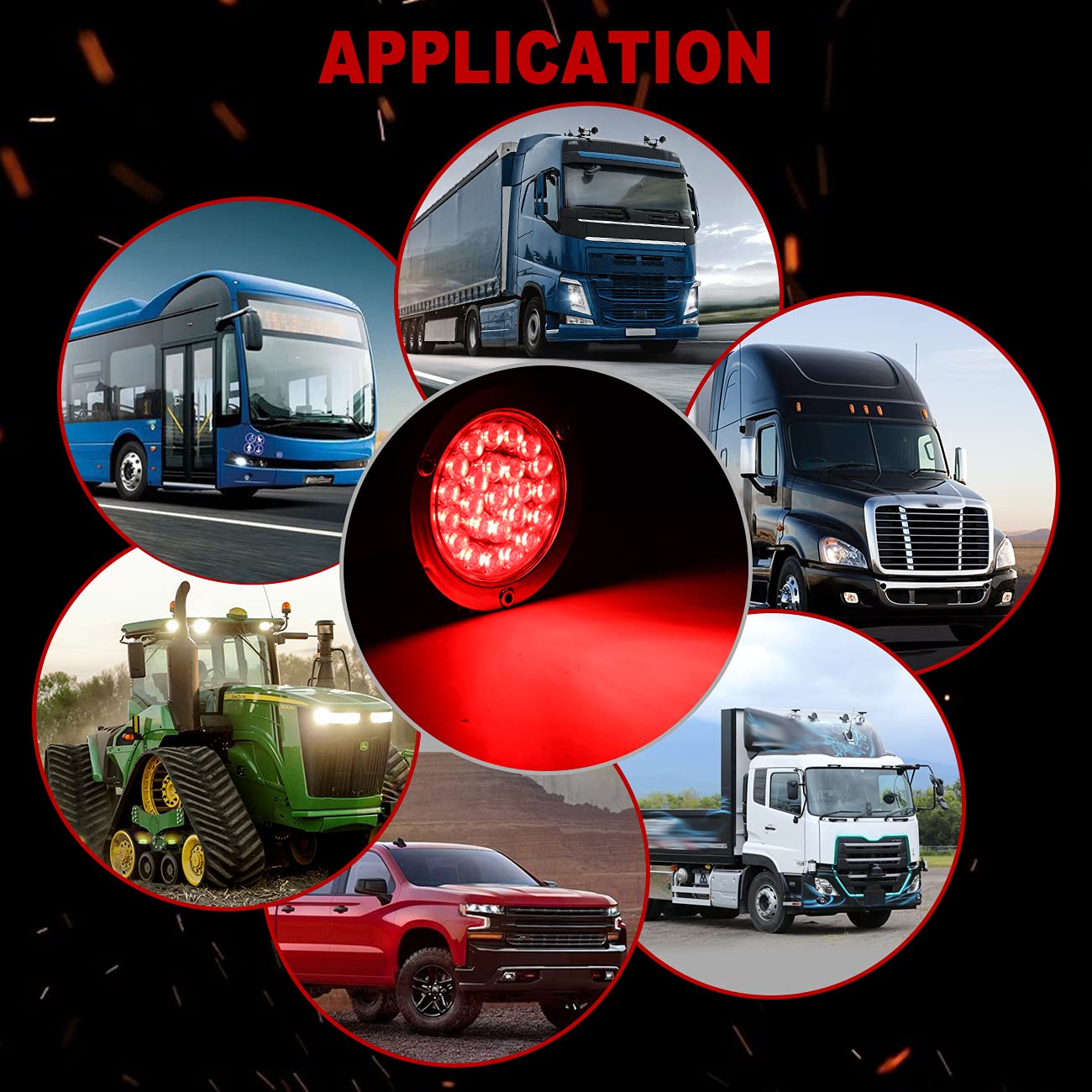 Fanale posteriore da 4 pollici Indicatore laterale e luci di posizione con anello cromato Adatto per camion Kenworth Rimorchi Auto e applicazioni multiple (12v)(cromo, rosso)(dimensione libera)