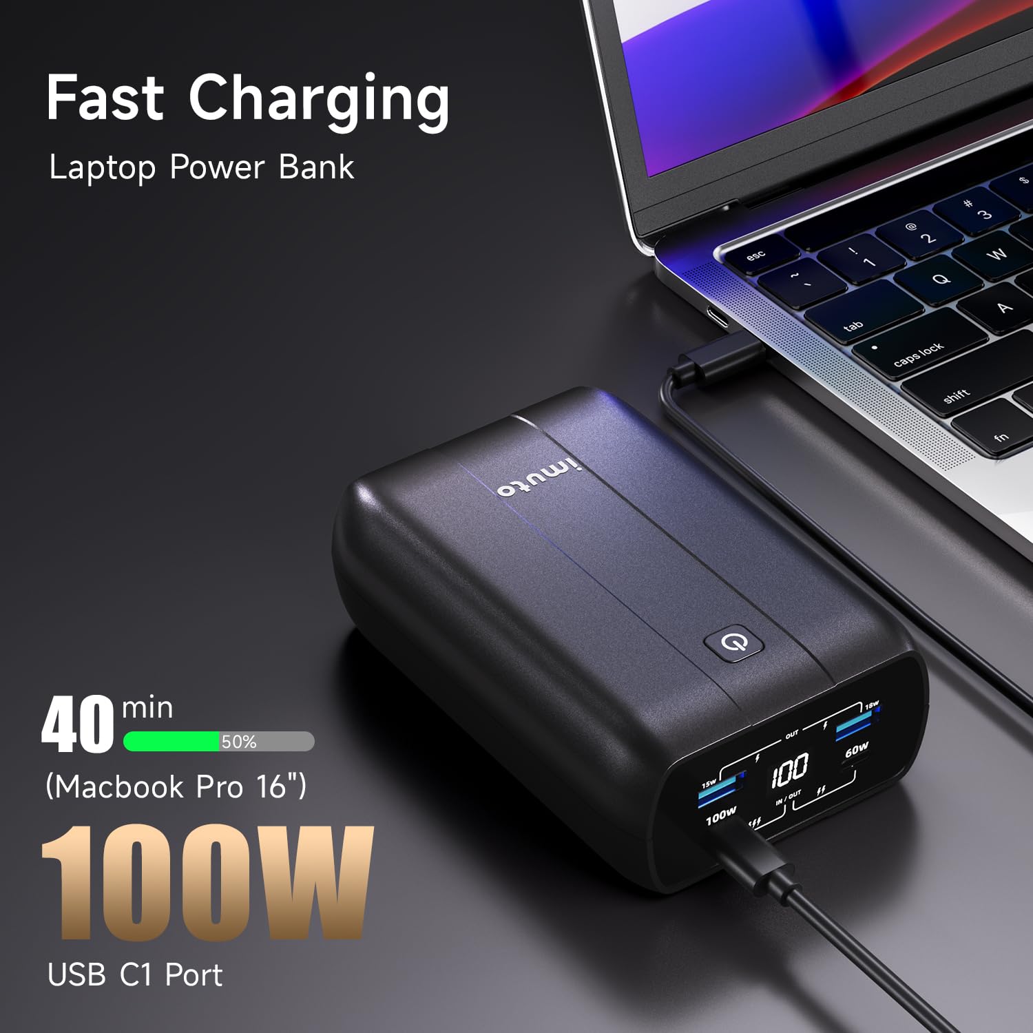 Amazon.com: imuto 100w Power Bank, 20000mAh 4-Output Laptop