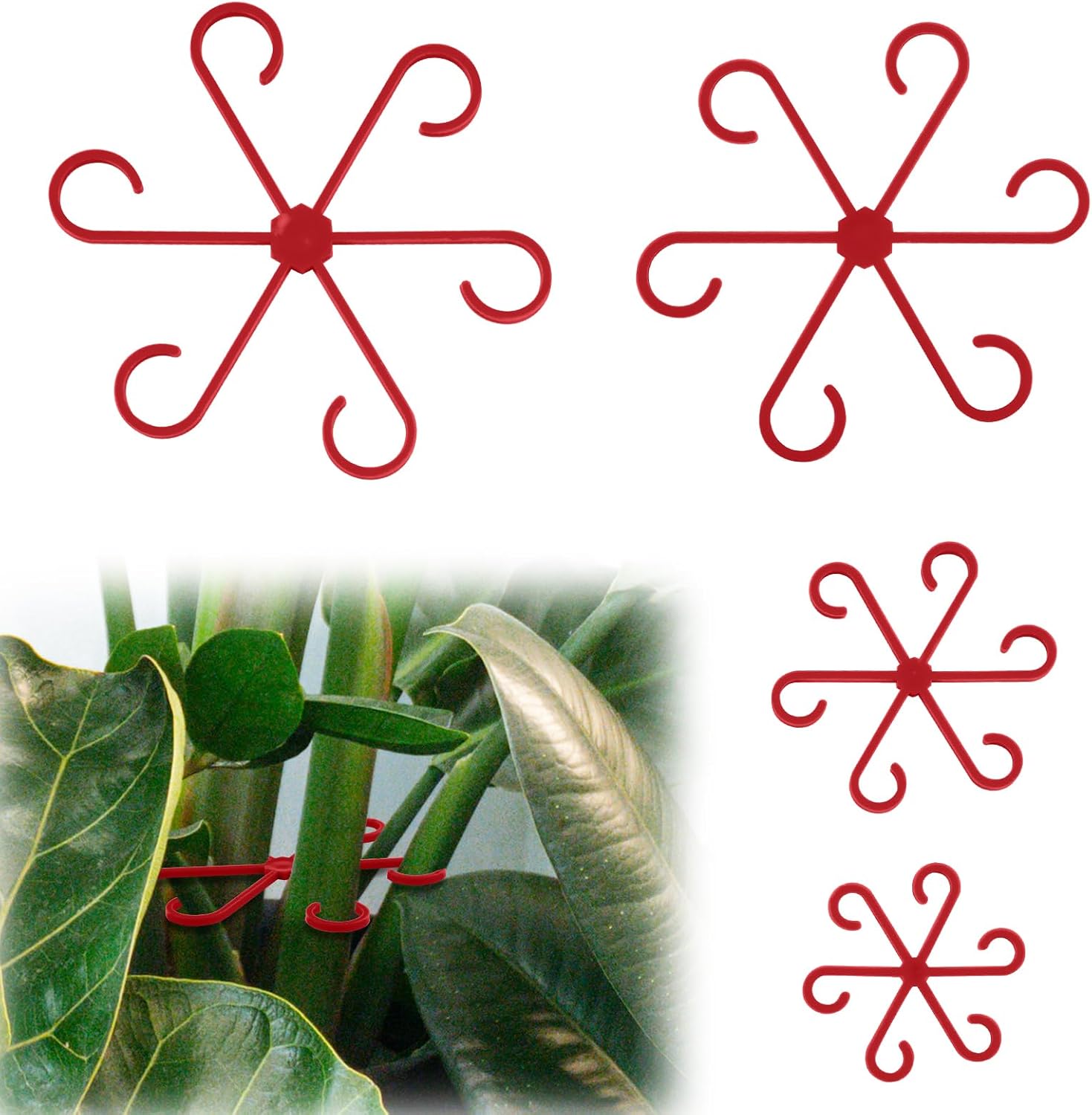 PEUTIER 4pcs Plant Stem Supports, Plastic Houseplant Climbing Holders