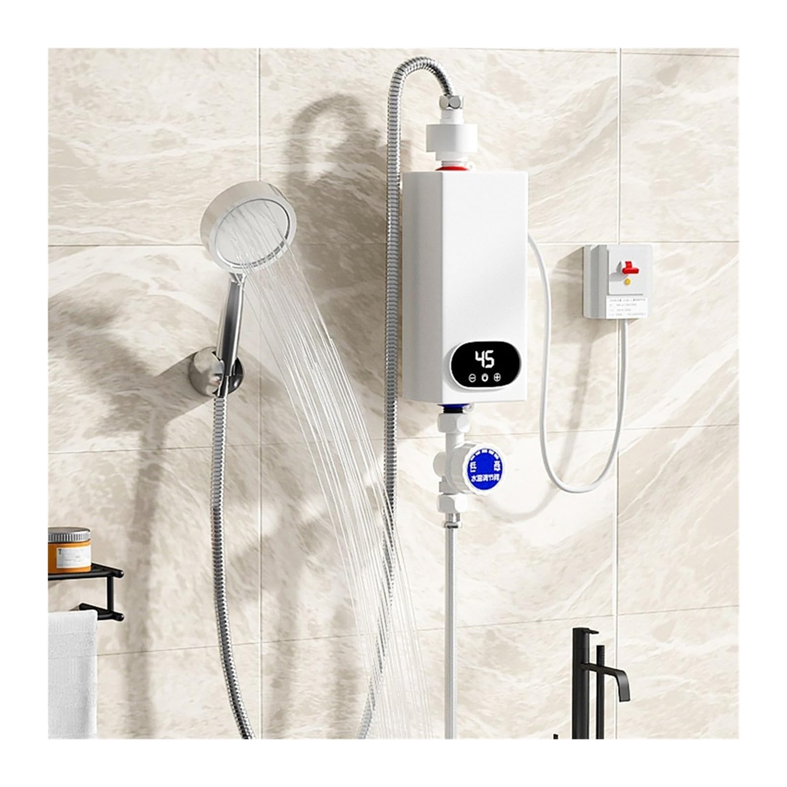 5500W Bezzbiornikowy Podgrzewacz Wody Elektryczny Elektryczny Podgrzewacz Wody Cyfrowy Wyświetlacz Natychmiastowy Podgrzewacz Ciepłej Wody Ekran Dotykowy LCD Łatwy w użyciu(Kitchen treasure)