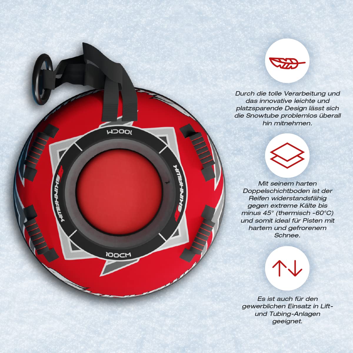 SKINHAWK Neumáticos de nieve profesionales (diámetro de 100 cm), color rojo