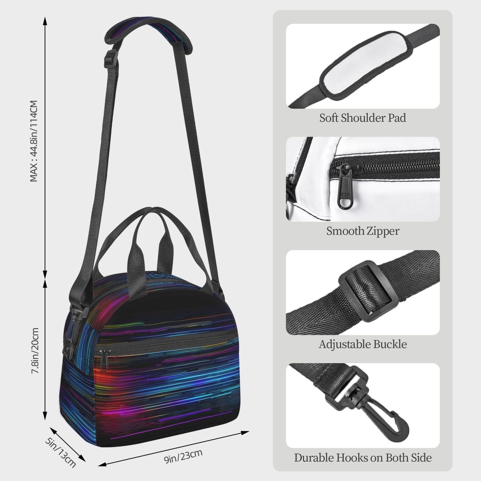 Borsa portapranzo con codice programma, riutilizzabile, isolata, per adulti, per lavoro, viaggi, donne e uomini