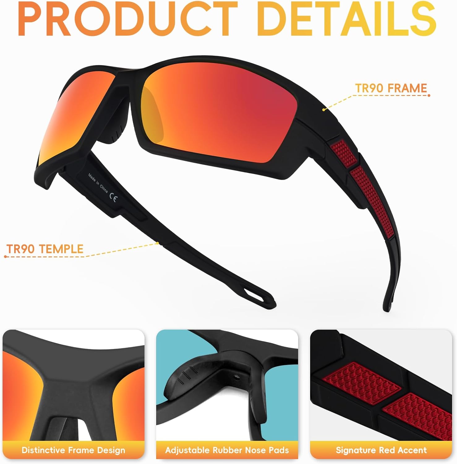 2 Pack Polarized Sports Sunglasses for Men TR90 Wrap Around UV Protection for Running Driving Fishing Cycling