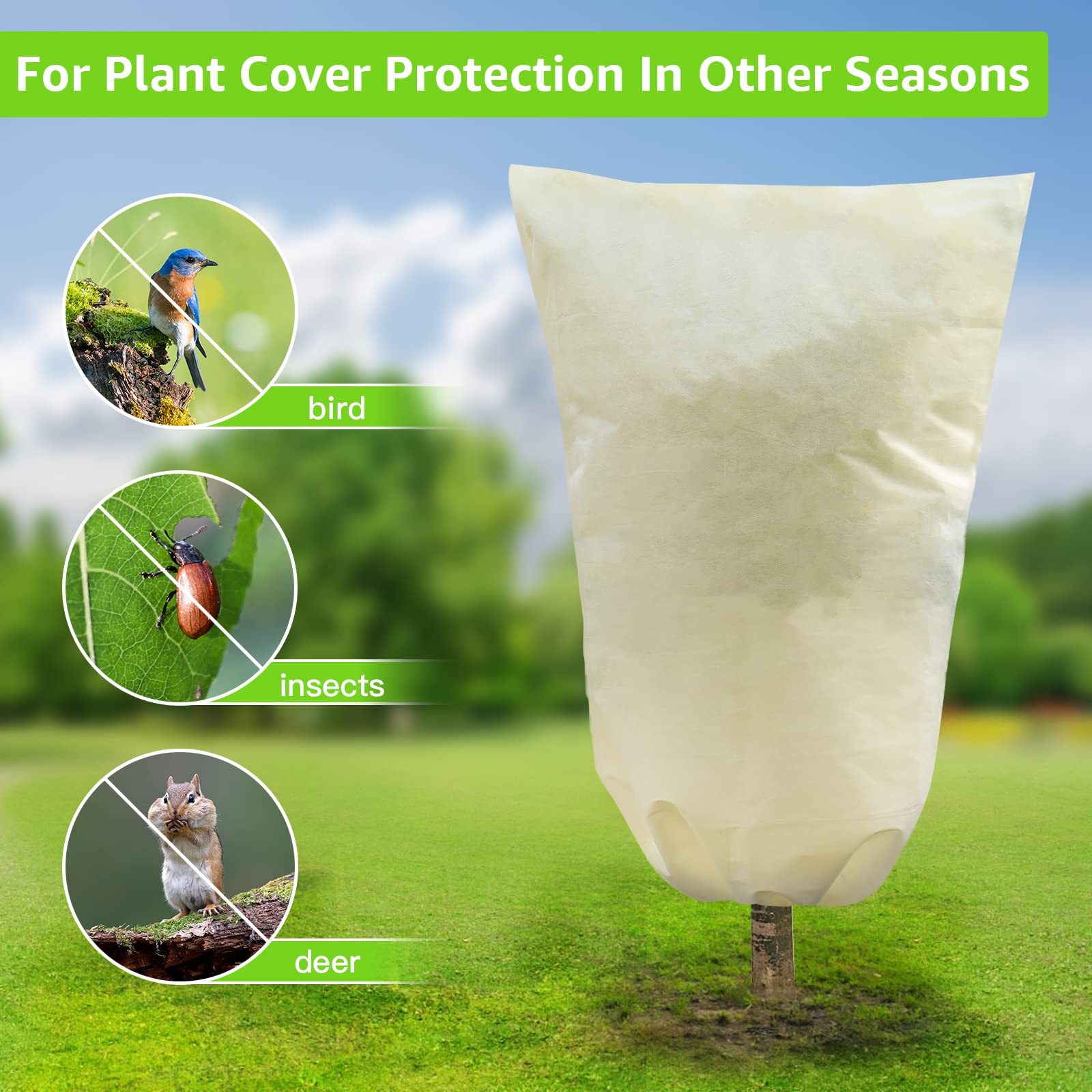 MIXC Cubierta de plantas, chaqueta de árbol, paño de protección contra heladas, para plantas en maceta, árboles frutales (80 x 100 cm), juego de 4