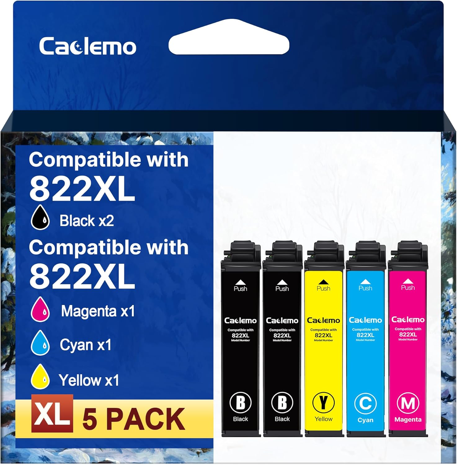 Remanufactured 822XL Ink Cartridges Replacement for Epson 822 Ink Cartridges for 822XL Printer Ink Epson 822 XL T822XL for Workforce Pro WF-3820 WF-4820 WF-4830 WF-4833 WF-4834 Printer (5 Pack)