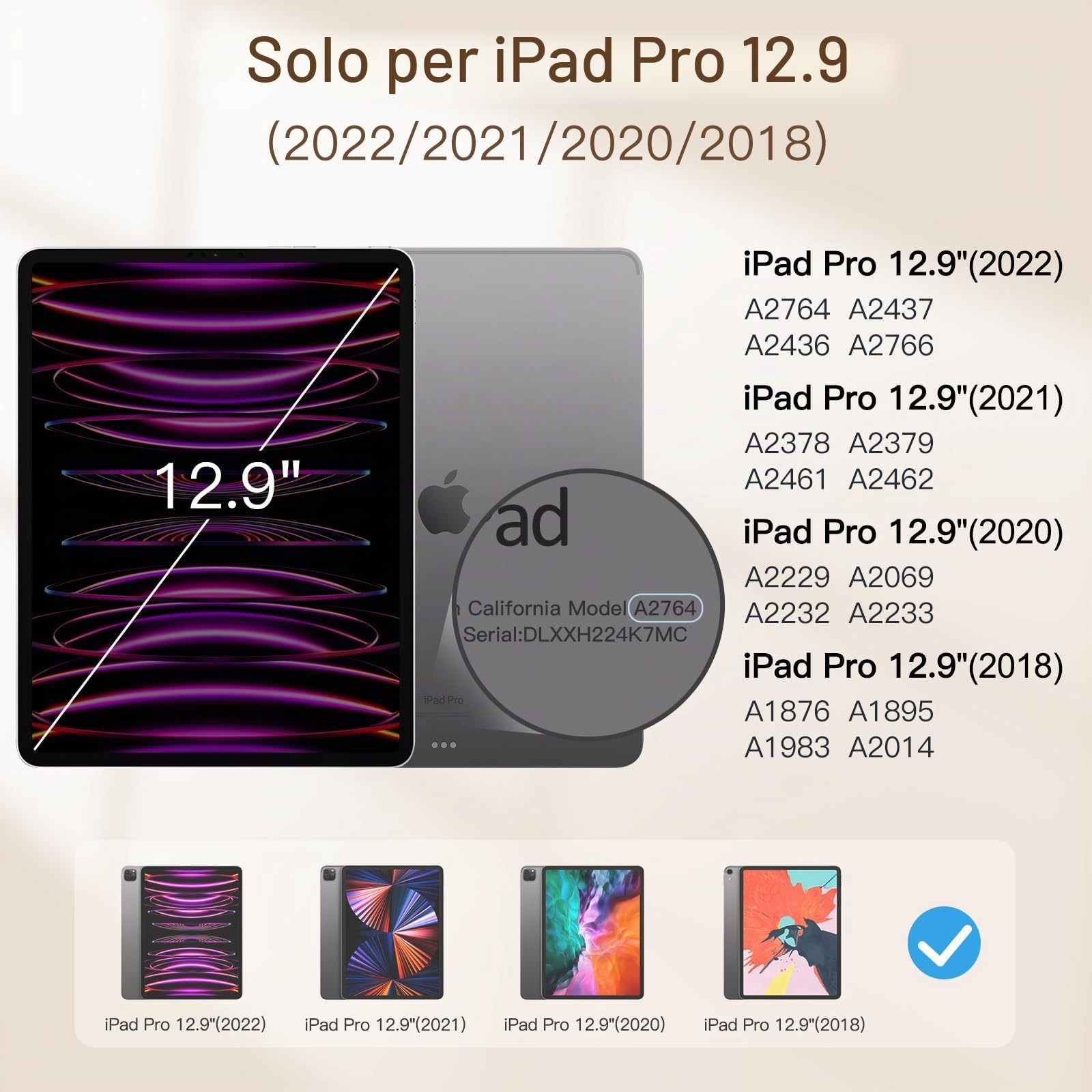 JETech Custodia Magnetica per iPad Pro 12,9 Pollici Modello 2022/2021/2020/2018, Supporta Pencil 2a Generazione di Ricarica, Attaccamento Magnetico, Cover con Auto Svegliati/Sonno (Nero)