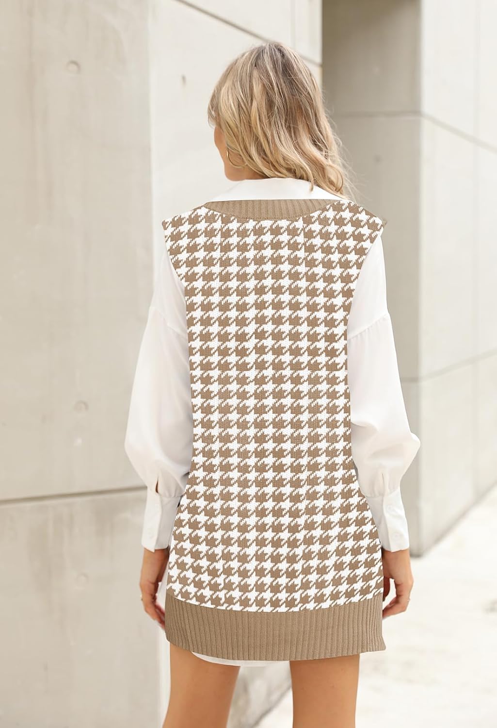 Viottiset Women's Oversized V Neck Knit Sweater Vest Tunic Sleeveless Pullover Top - Image 7