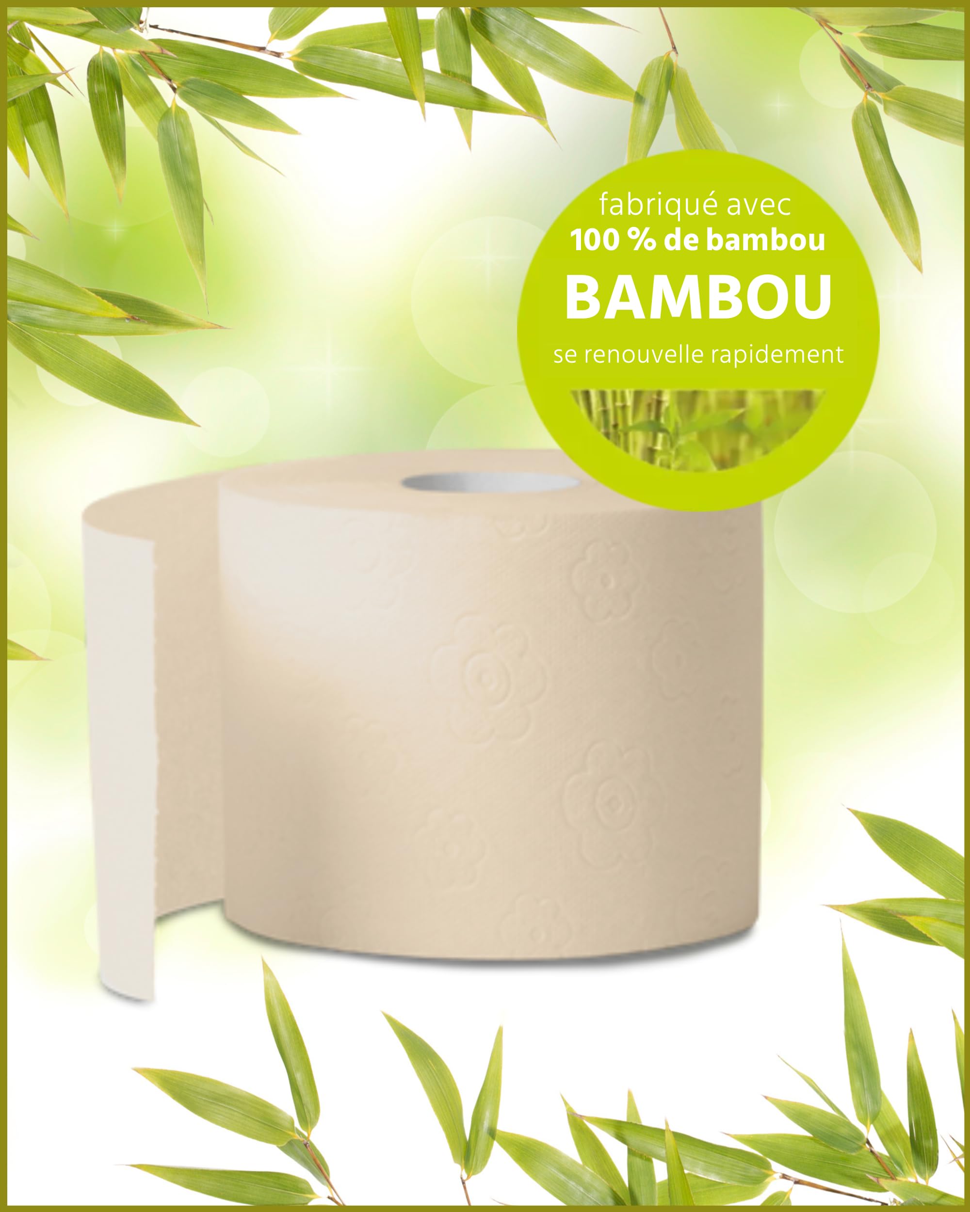 œcolife papier toilette bambou, 3 couches, 27 rouleaux x 250 feuilles, emballage en vrac, super doux, sans plastique, papier hygiénique, végétalien, papier toilette durable