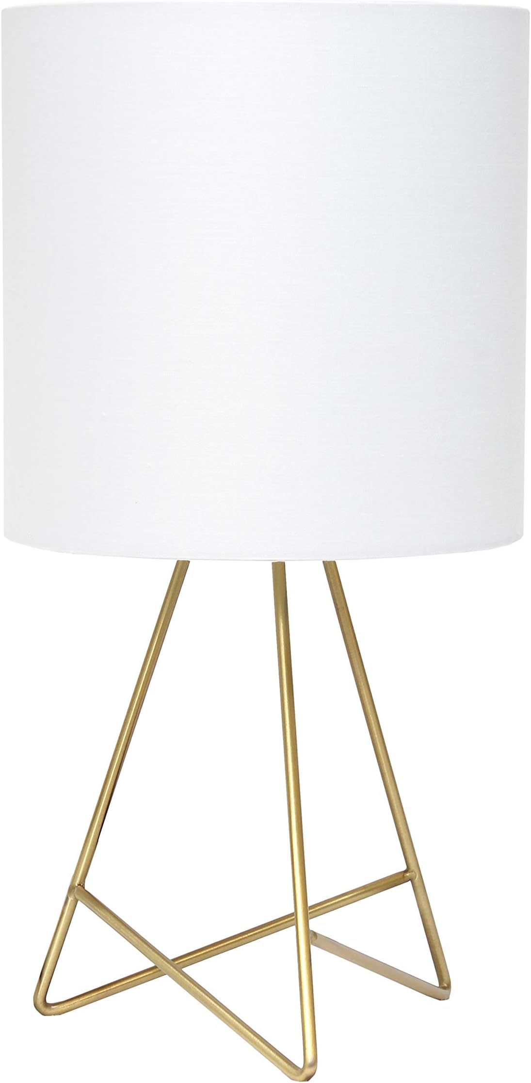 LT2066-GDW 13.5" Down to The Wire Metal Table Lamp with Fabric Shade, Gold with White Shade