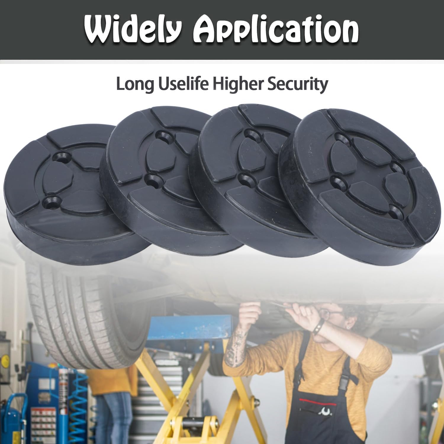 4 Pack Car Round Rubber Arm Pads, Heavy Duty Car Lift Accessories Lift Arm Pads for Auto Truck Hoist, Floor Jack Pad, Rubber Jack Pad(130x28mm)
