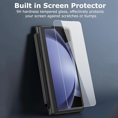 Miniatura 3 de Funda para Samsung Galaxy Z Fold 5 con soporte para bolígrafo S y bolígrafo, protección de bisagra, protector de pantalla integrado, función atril,