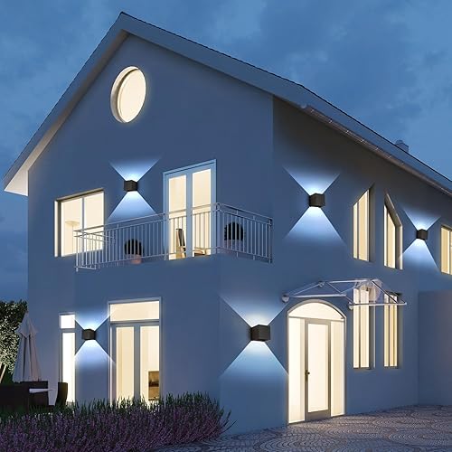 Miniatura 7 de Paquete de 2 luces de pared para exteriores exteriores e interiores G9 base moderna apliques de pared arriba y abajo, luces IP65, iluminación al