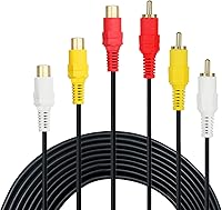 Vista 1 de Cable extensible RCA- 3 cables RCA Premium Gold Plated machos a 3 Rca hembra, cables de extensión para audio y vídeo, 3 RCA macho a hembra, cable