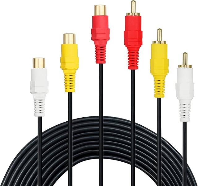 Baolongking RCA Extension Cable - Premium Gold Plated 3 Rca Male to 3 Rca Female Audio Video Extension Cable 3RCA Male to Female Audio Composite Extension Video Cable DVD CD AV TV (3ft)