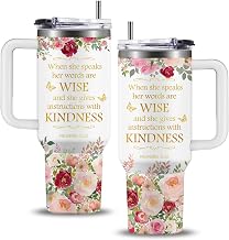 Christian Gifts for Women, Christian Art Gifts Floral Tumbler 40oz, Inspirational Religious Gift for Women Girl, Catholic Spiritual Faith Gift with Bible Verse: When She Speaks –Proverbs 31:26