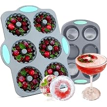 Wreath Ice Mold, 2026 New Silicone Christmas Wreath Ice Cube Tray and Snowflake Mold Set, 6 Hole Silicone Mold for Holiday Cocktails, Use Mint Leaves and Berries to DIY Wreath Ice Cubes B,1pc