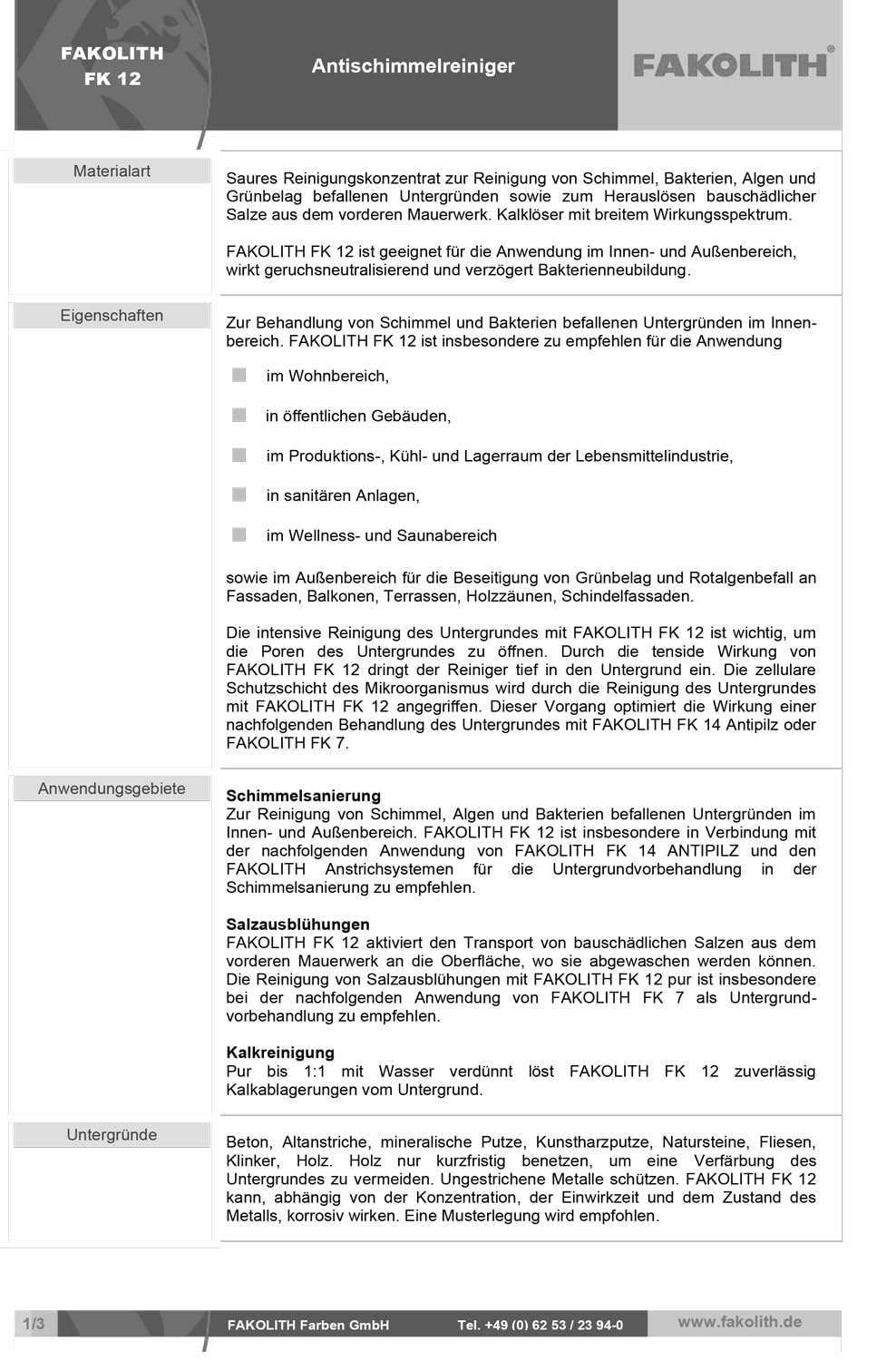 Fakolith FK 12 Schimmeldesinfektion 5 Liter Kanister