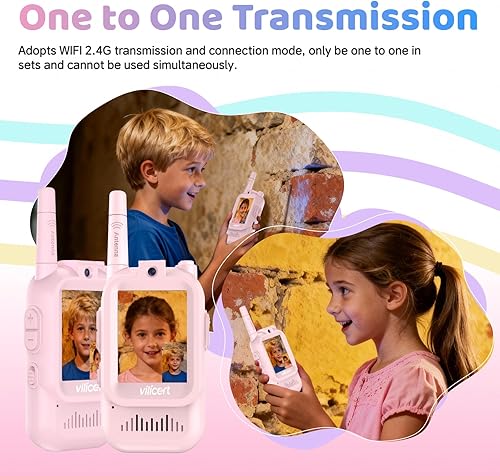 Miniatura 7 de Walkie Talkies de video para niños de 3 a 12 años, radios recargables con pantalla, cambiador de voz, largo alcance, regalos de cumpleaños de