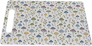 Wild Plants Cutting Board with Handles Fungus Mushroom Leaves Flower Cutting Boards Plastic Safe Chopping Board for Kitchen 16" x 10" x 0.24"