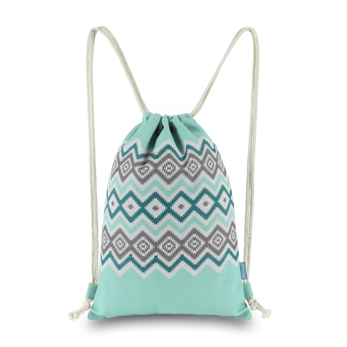 MiomaoDrawstring Backpack Bohemia Style String Bag Canvas Beach Sport Daypack