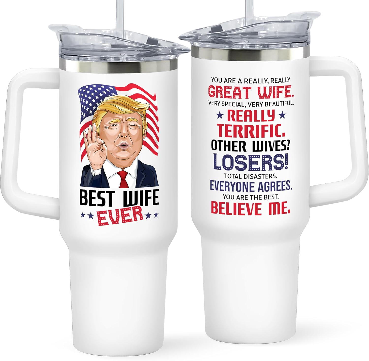 Gifts for Wife from Husband - Wedding Anniversary, Birthday, Valentines, Mothers Day Gifts for Her - Romantic Present for Wife - Coffee Cup for Her - 40 Oz Stainless Steel Tumbler with Lid