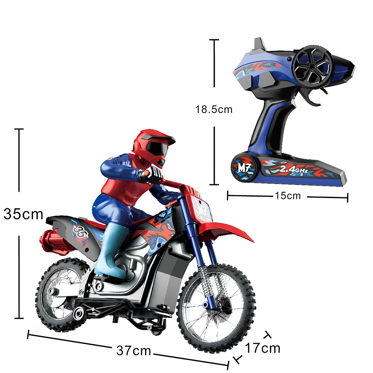 Moto Radiocomandata Gigante per Bambini Moto con Pilota Telecomandata MotoCross con Effetto Fumo Marmitta Maxi Scala 1:10 con Luci Battery Pack Sprint Super Veloce Motocicletta Acrobatica Drifting