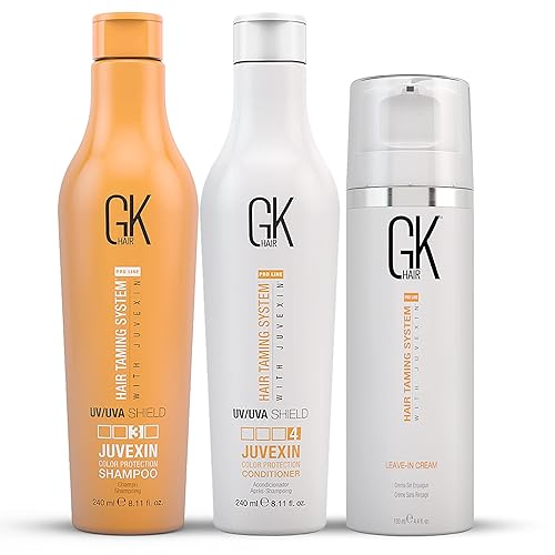Global Keratin GK HAIR Shield Champú y acondicionador Duo (8.1 fl oz/ 8.11 fl. oz) |Crema Acondicionadora sin enjuague 4.4 fl oz