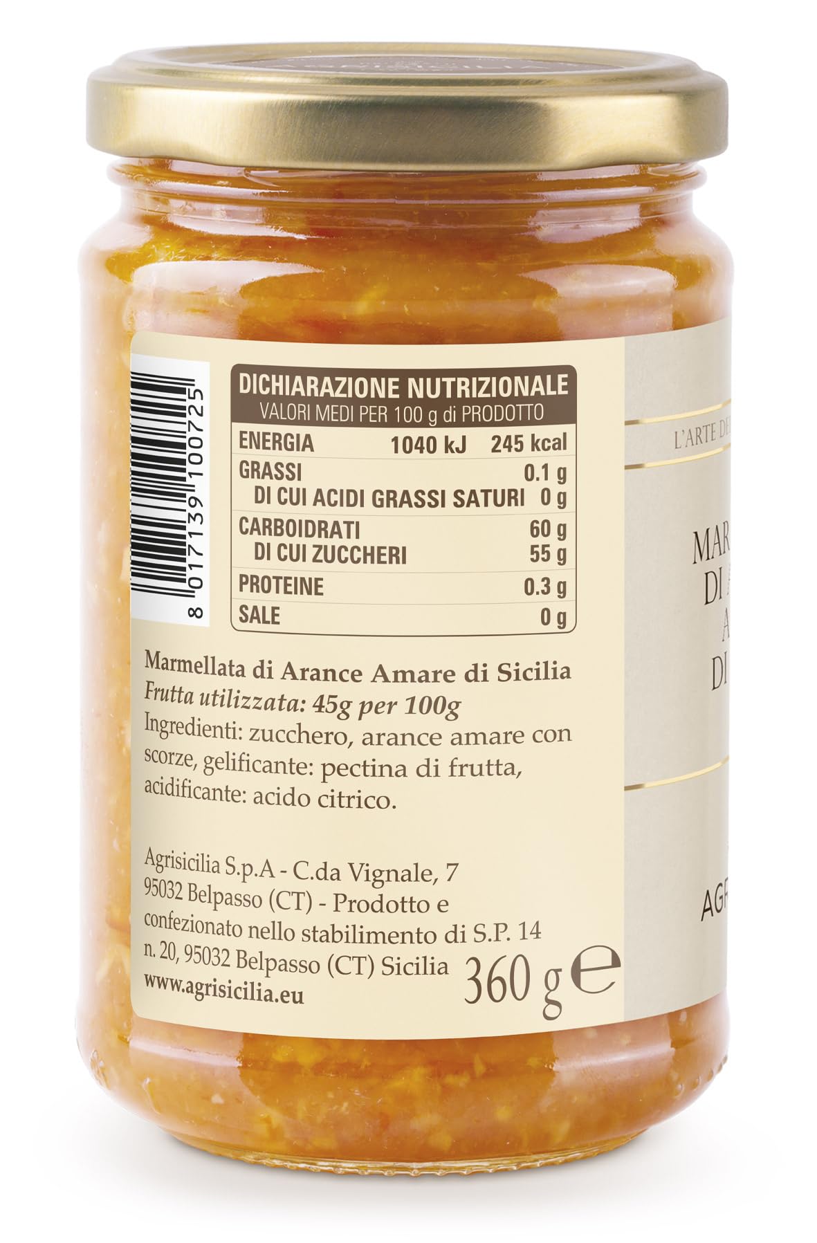 Agrisicilia Marmellata di Arance Amare Siciliane con frutta Siciliana di alta qualità vasetto da 360 Grammi ideale per colazione e merenda - 2