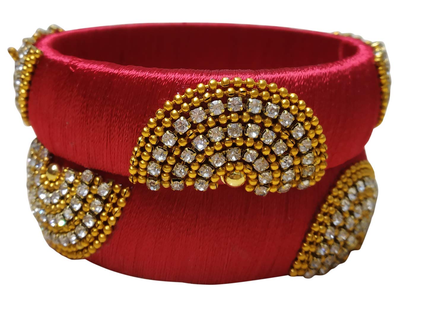 GOELX Festive Offer: Designer Handcrafted Ethnic Half Moon Silk Thread Bangles for Women in Red - 2.8 (B07JLW18X3) Amazon Price History, Amazon Price Tracker