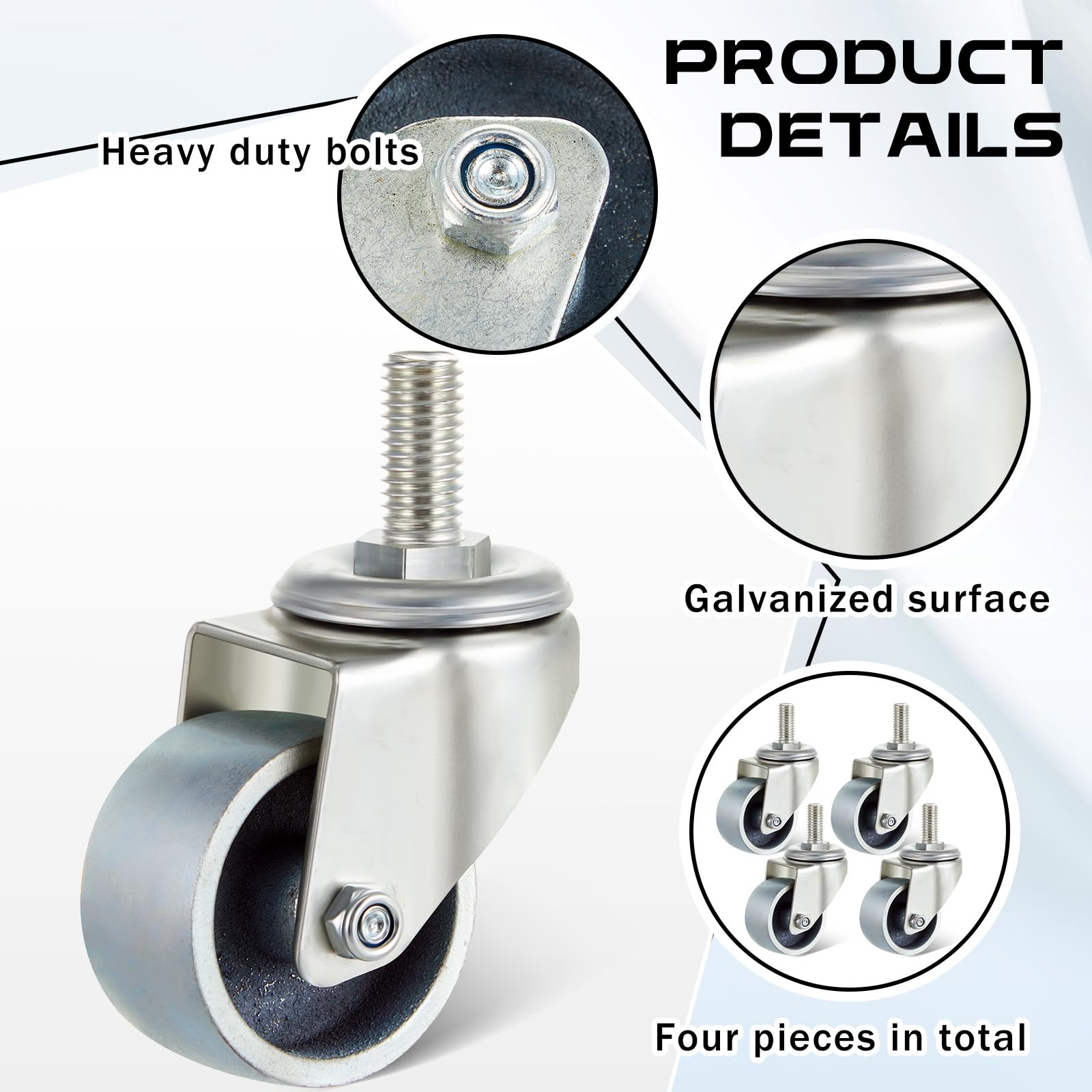 Snapklik.com : 4 Pcs Replacement Iron Racing Jack Caster Wheels 3 Ton ...