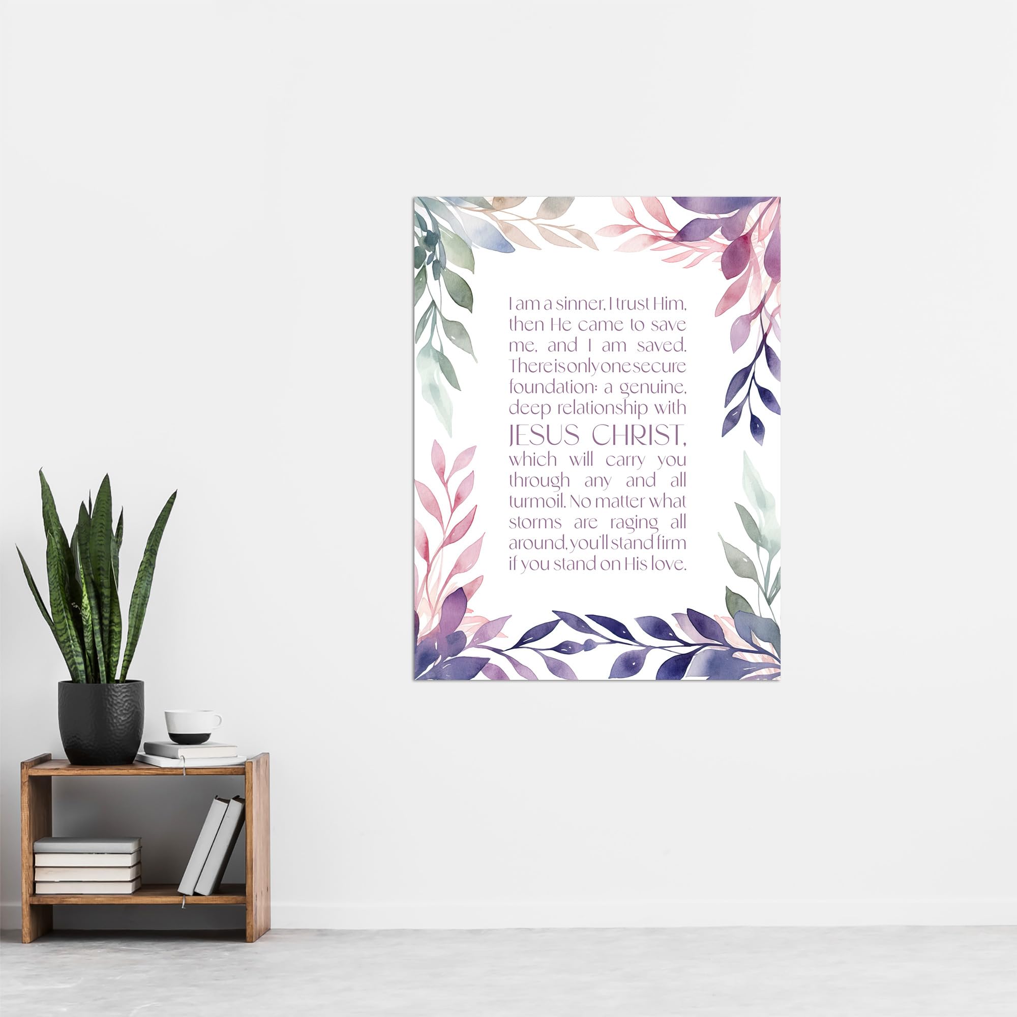 Artery8 I am a Sinner Charles Spurgeon Quote Jesus Christ Christian Bible Faith God Verse Revelations Violet Flowers Artwork Extra Large XL Wall Art Poster Print - Image 4