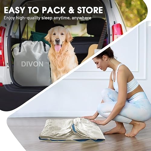 Miniatura 9 de DIVON Colchón de aire individual con bomba incorporada elevada, colchón inflable individual de 18 pulgadas en 2 minutos, colchón inflable plegable,