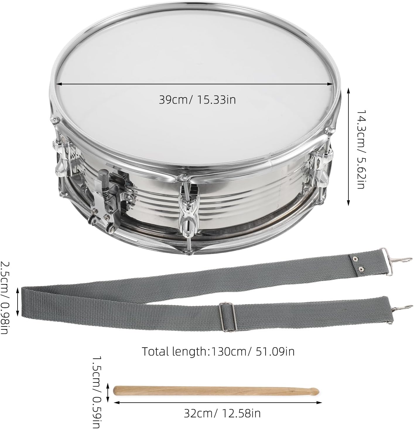 PRETYZOOM 1 Set Marching Snare Drum: Percussion Marching Snare Drum for Adults – Acoustic Instrument Kit with Strap Drumsticks for Bands Events and Professional Use