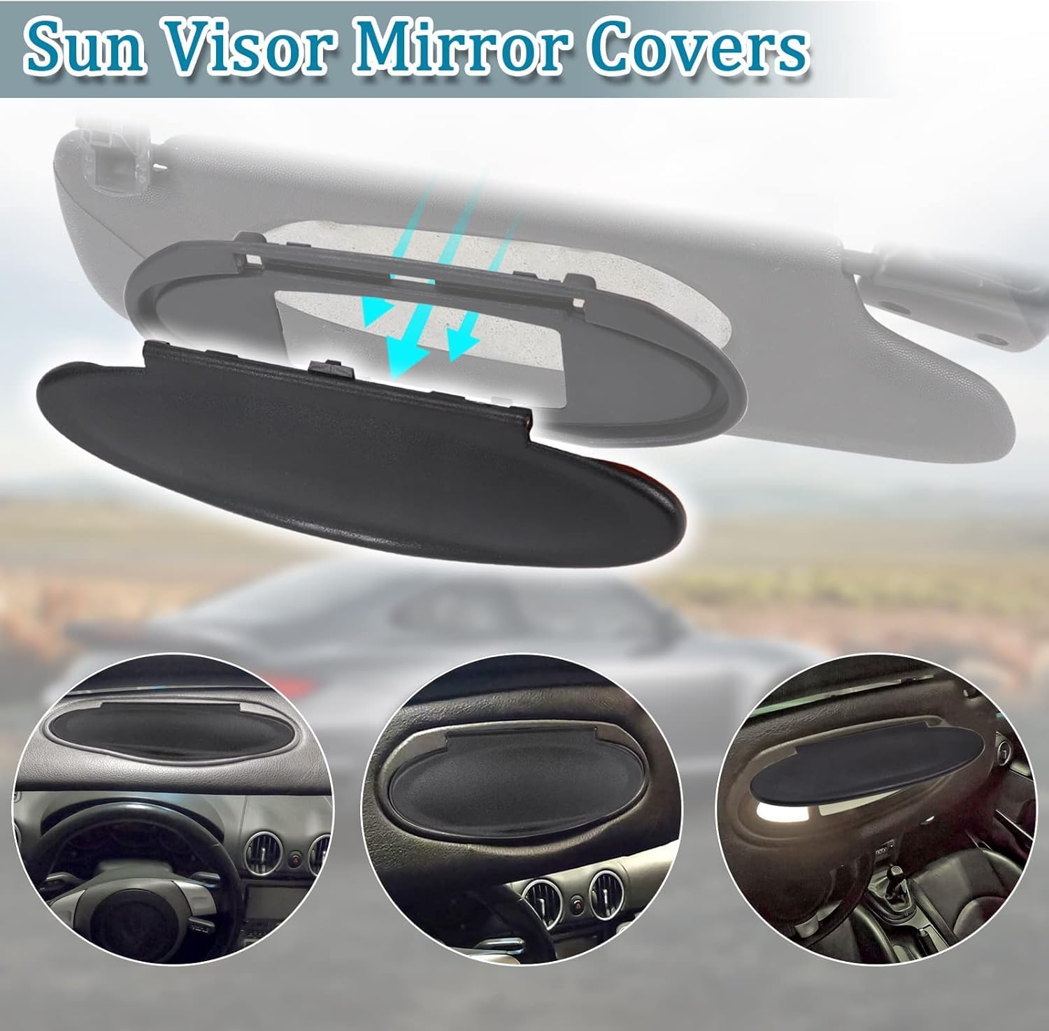 2Pcs Sun Visor Mirror Cover Replacement,Driver/Passenger Side Sunvisor Vanity Mirror Lid Caps Cover for Porsche 996/997-911 986/987 for Boxster for Cayman 1996-2010