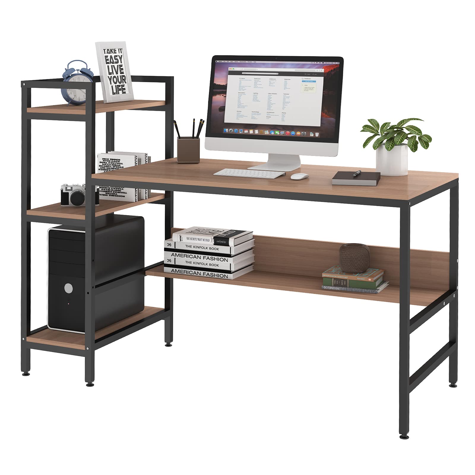 Dripex Computer Desk with 4 Tier Storage Shelves 41.7'' Student Study