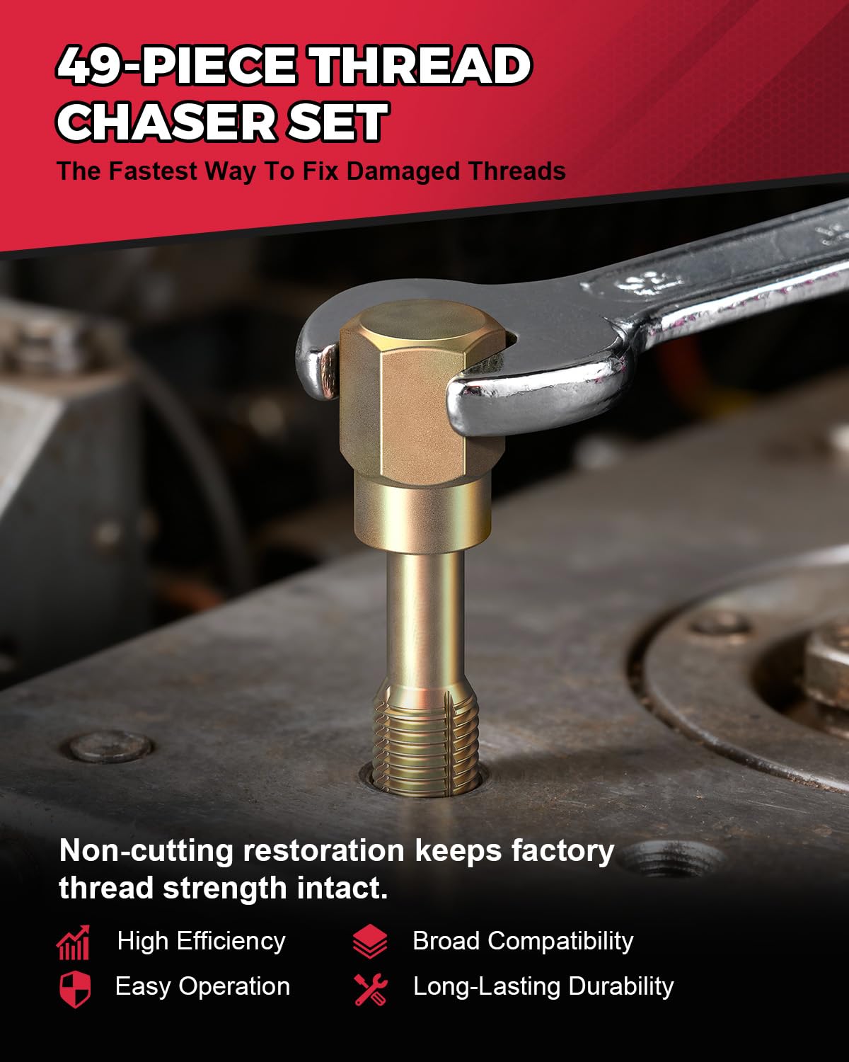 Kolvoii 49-Piece Thread Chaser Kit, Metric & SAE Botswana - View #10