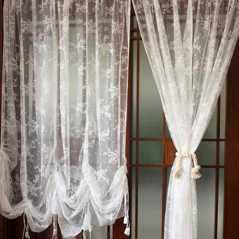 Cortinas de voiles rUrEu finas, artesanía con bordado a mano de 200x230cm