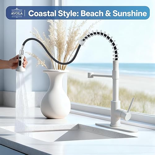 Vista 44 de Avola Tire hacia fuera el grifo de la cocina, níquel cepillado extrae los grifos del fregadero de la primavera Níquel cepillado y negro,Cobre,Cobre