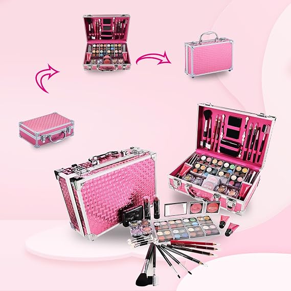 MISSYOUNG Full Beauty Makeup Cosmetic Set, 56 Piece Makeup Supplies, Makeup Set, Makeup Kit, Long Lasting, Lipstick/Eye Shadow Palette/Mascara/Eye Shadow Brushes, Full Beauty Makeup Set, Beginner, Popular Cosmetics Set with Mobile Case, Compact, New Year, Birthday, Celebration Day Gift