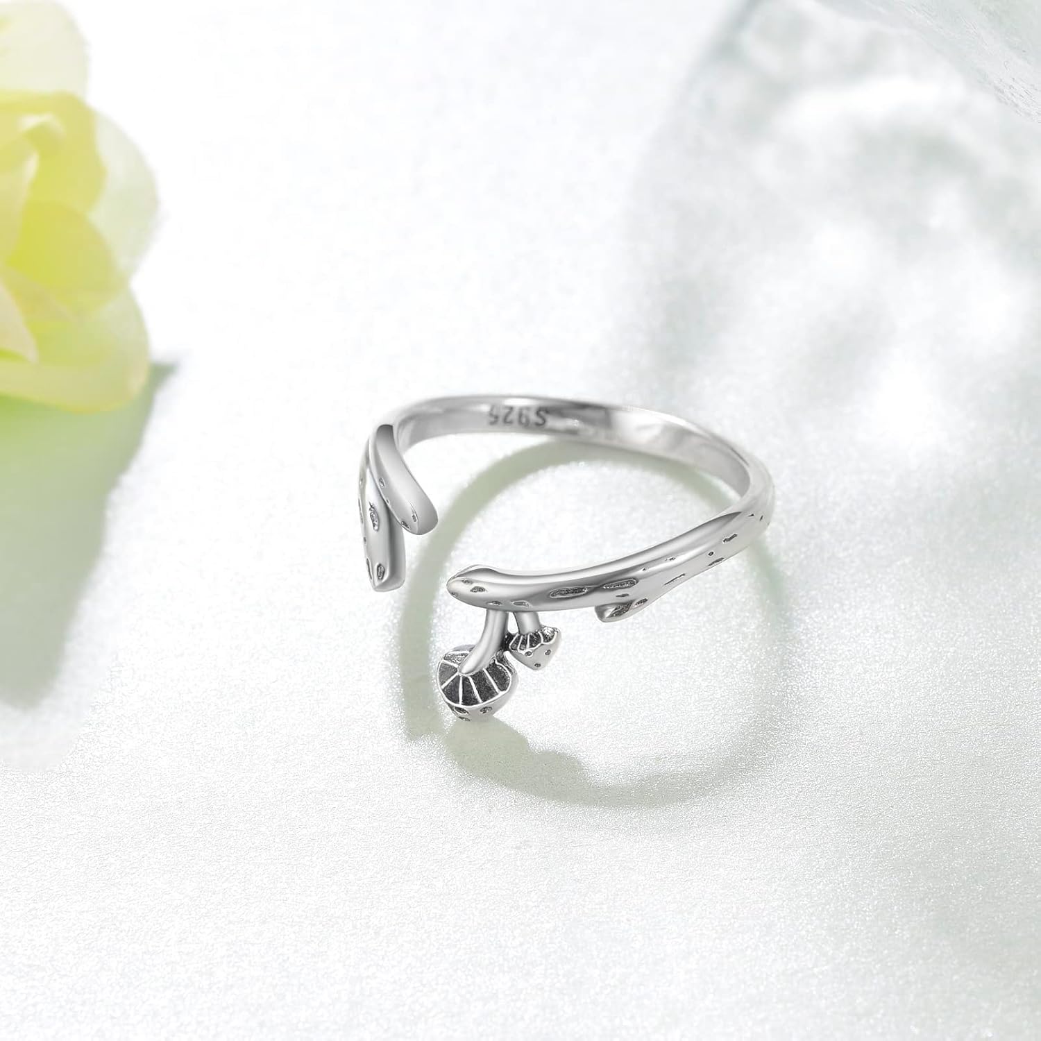 Mushroom Ring 925 Sterling Silver Mushroom Adjustable Open Ring Cute Nature Jewelry Gifts for Women Girls - Image 3