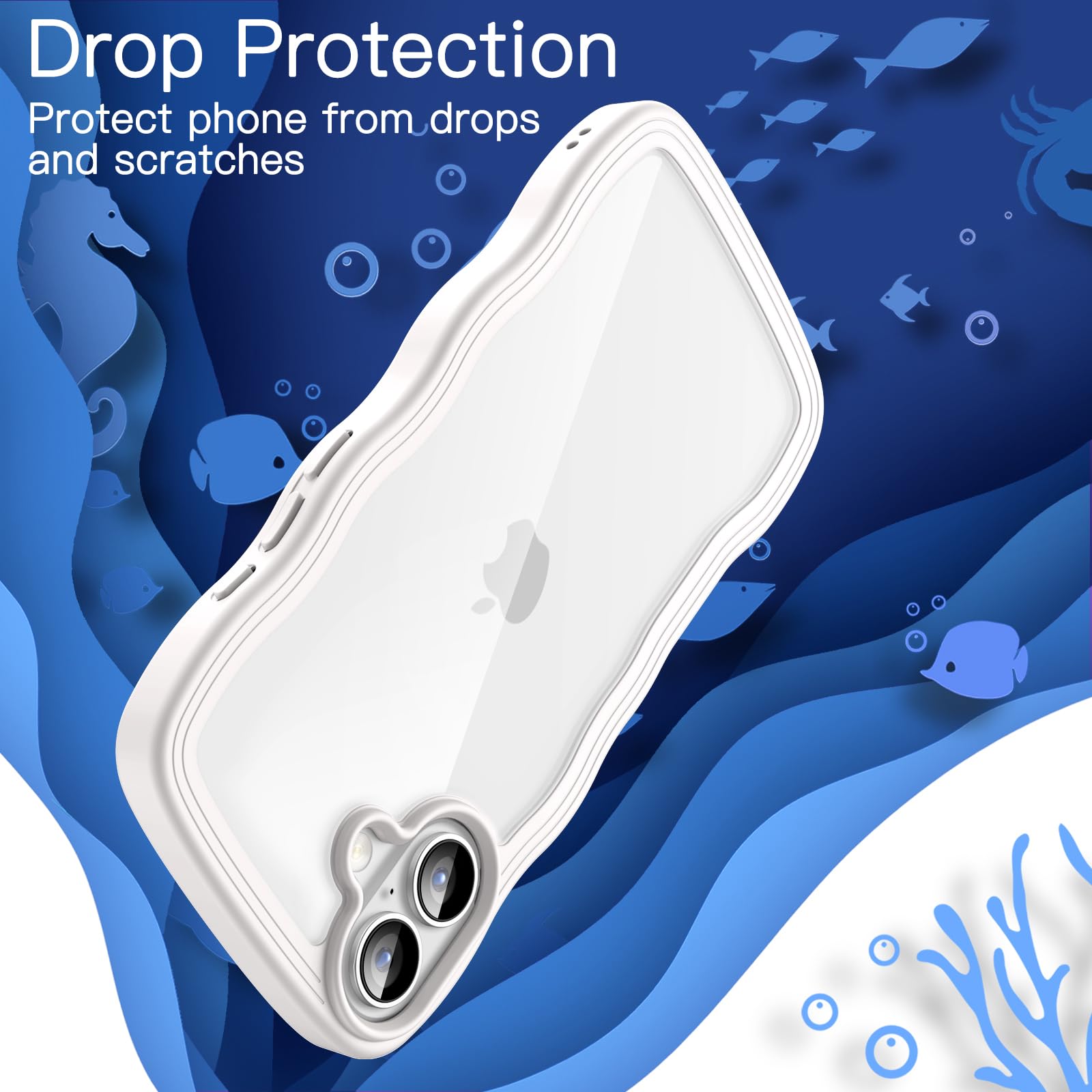 JETech Cover Ondulata Per IPhone 16 Plus (6,7") - Rosa Confetto, Custodia Antiurto Con Cornice Riccia, Retro Rigido Trasparente